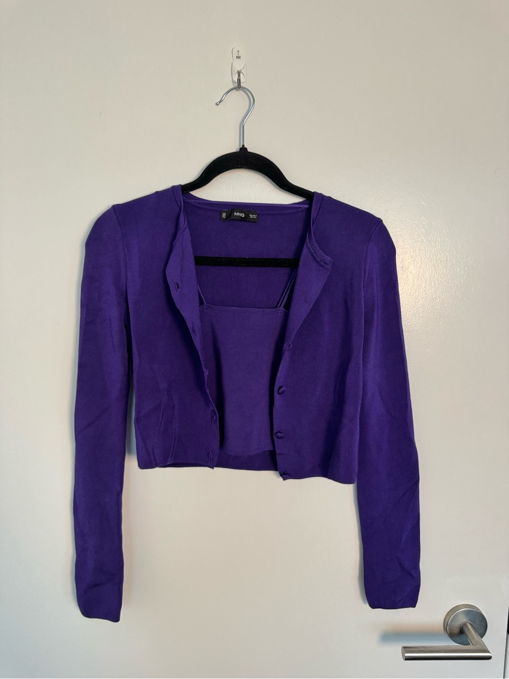 Mango Deep Purple Cropped Button Cardigan - Picture 4 of 15